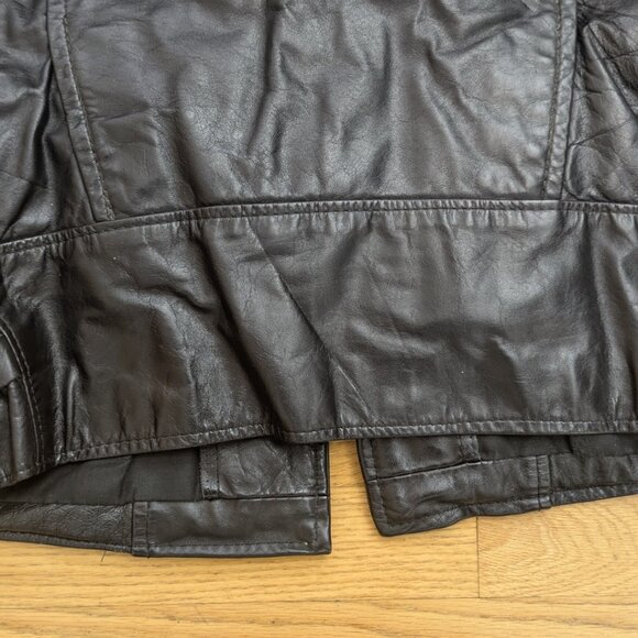 Vintage Brooks Black Leather Cafe Motorcycle Jacket Size 42 With Winter Liner - Picture 4 of 16